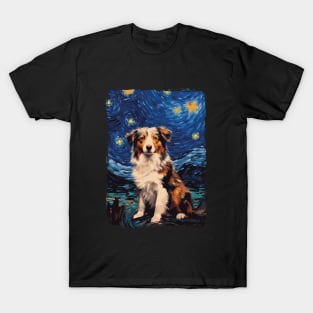 Australian Shepherd Starry Night T-Shirt